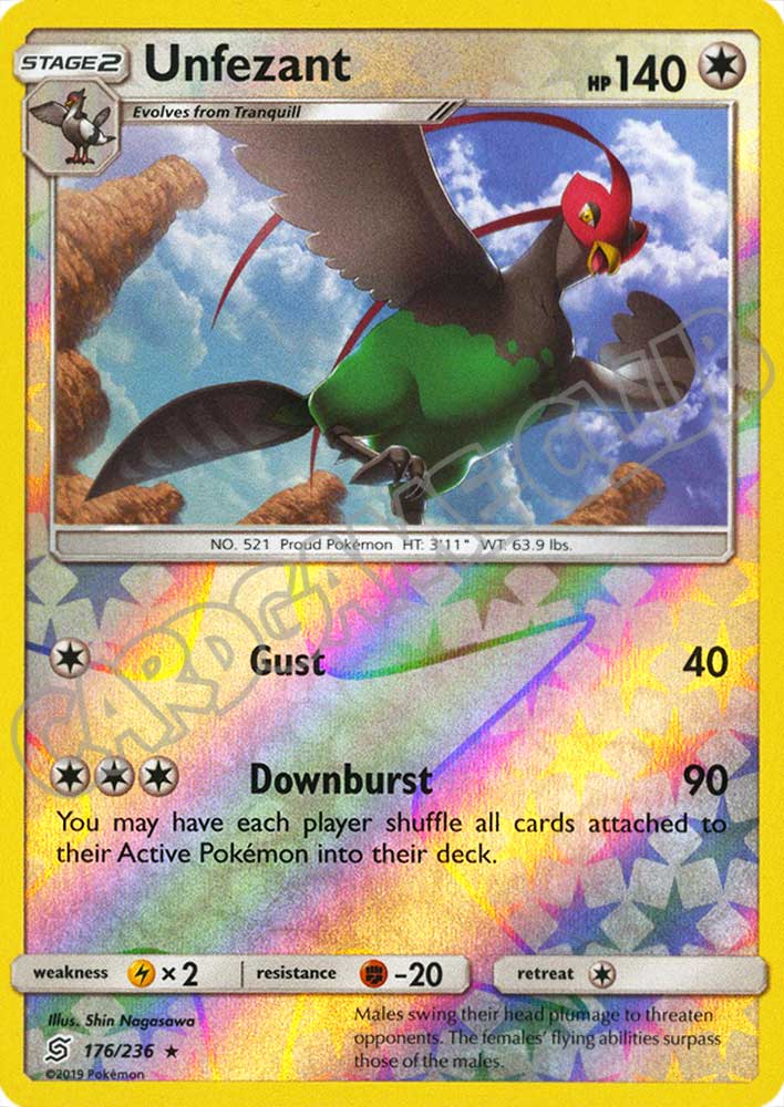 176 / 236 Unfezant rara foil reverse (EN) -NEAR MINT-