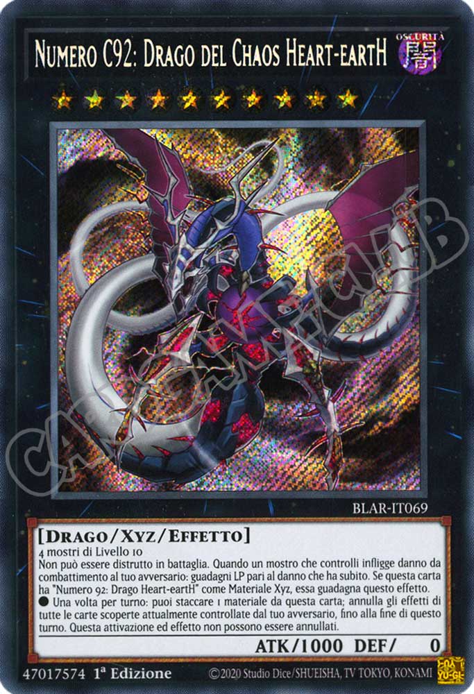 BLAR-IT069 Numero C92: Drago del Chaos Heart-eartH rara segreta 1a Edizione (IT) -NEAR MINT-