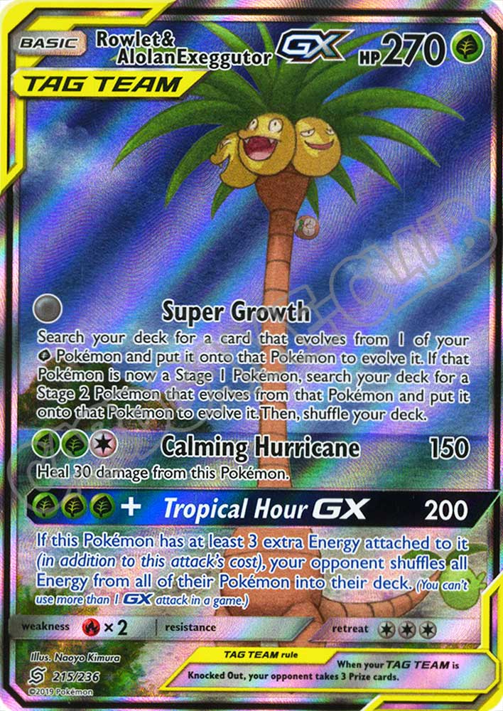 215 / 236 Rowlet & Alolan Exeggutor GX ultra rara foil (EN) -NEAR MINT-