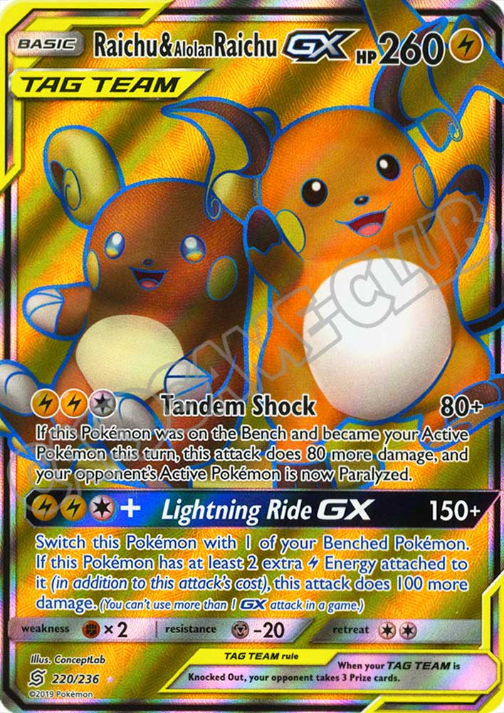 220 / 236 Raichu & Alolan Raichu GX ultra rara foil (EN) -NEAR MINT-