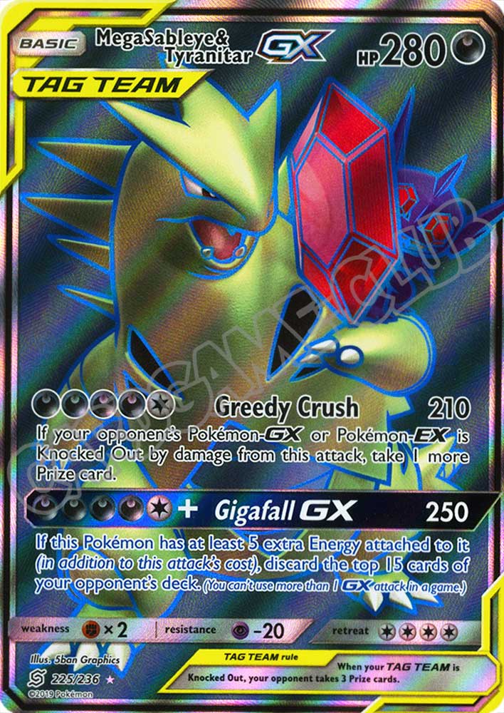 225 / 236 Mega Sableye & Tyranitar GX ultra rara foil (EN) -NEAR MINT-