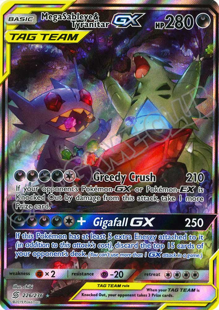 226 / 236 Mega Sableye & Tyranitar GX ultra rara foil (EN) -NEAR MINT-