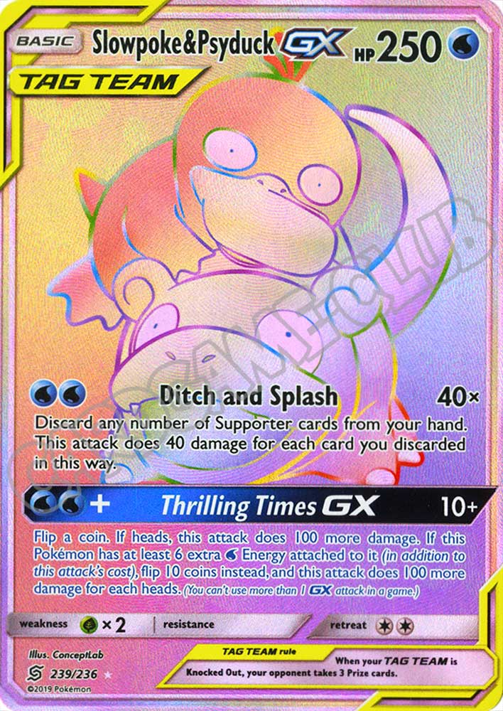 239 / 236 Slowpoke & Psyduck GX rara segreta foil (EN) -NEAR MINT-