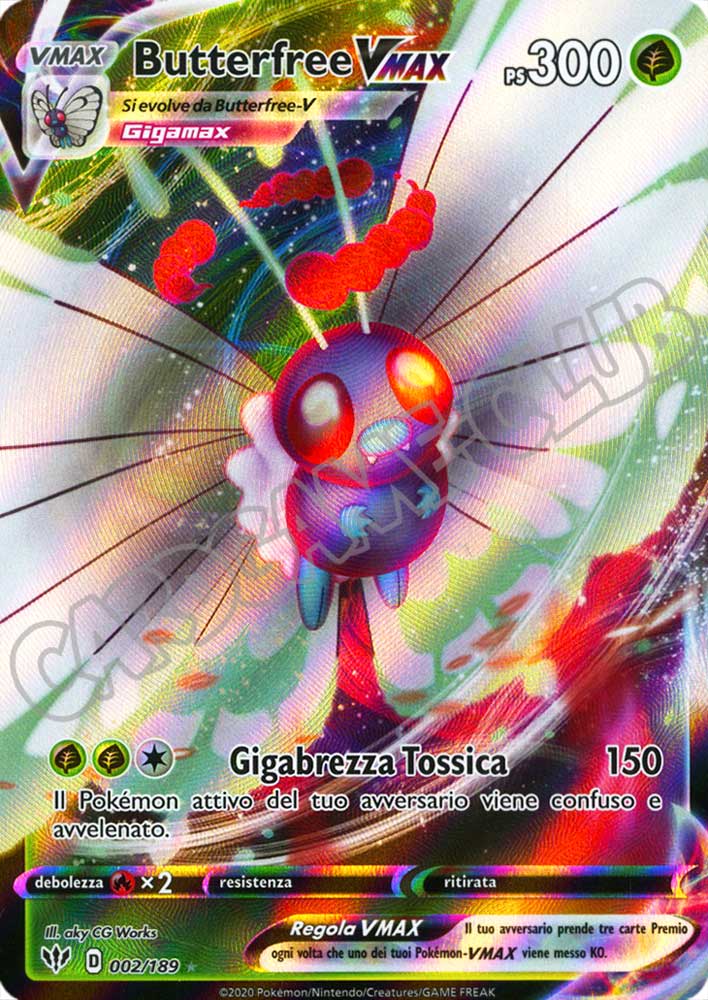 002 / 189 Butterfree VMAX rara VMAX foil (IT) -NEAR MINT-