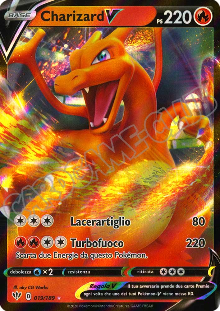 019 / 189 Charizard V rara V foil (IT) -NEAR MINT-