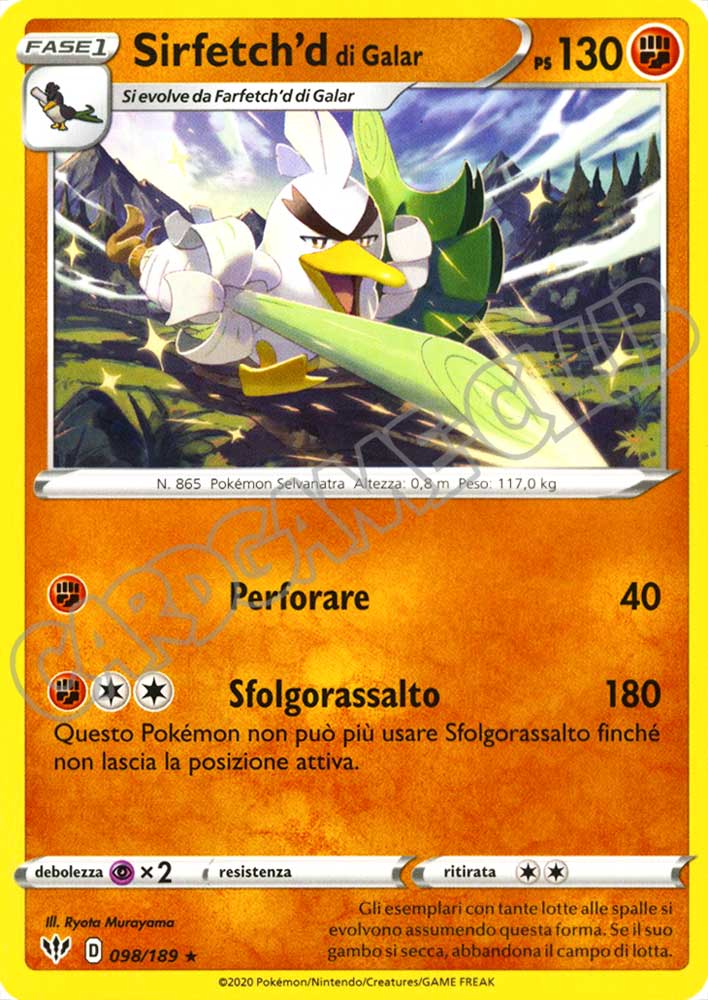 098 / 189 Sirfetch'd di Galar rara normale (IT) -NEAR MINT-