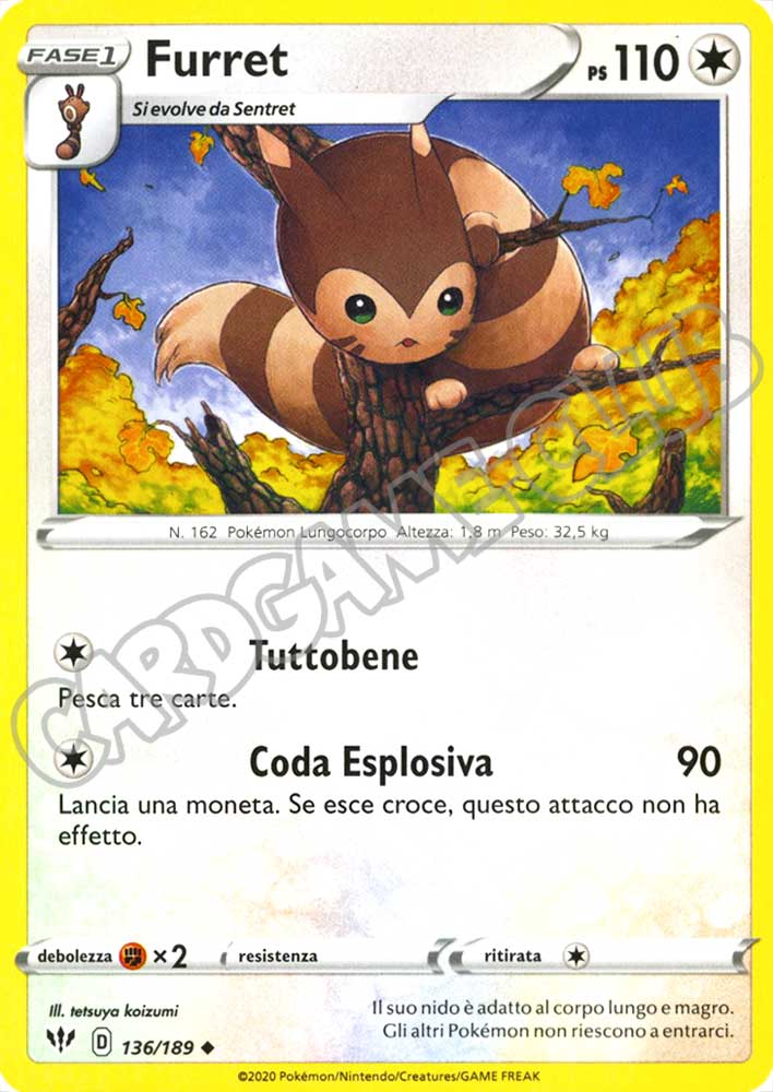 136 / 189 Furret non comune normale (IT) -NEAR MINT-