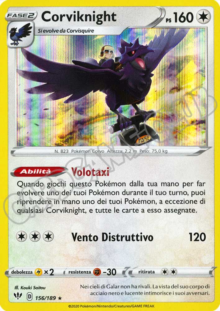 156 / 189 Corviknight rara foil (IT) -NEAR MINT-