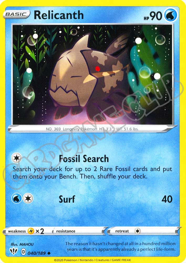 040 / 189 Relicanth non comune normale (EN) -NEAR MINT-