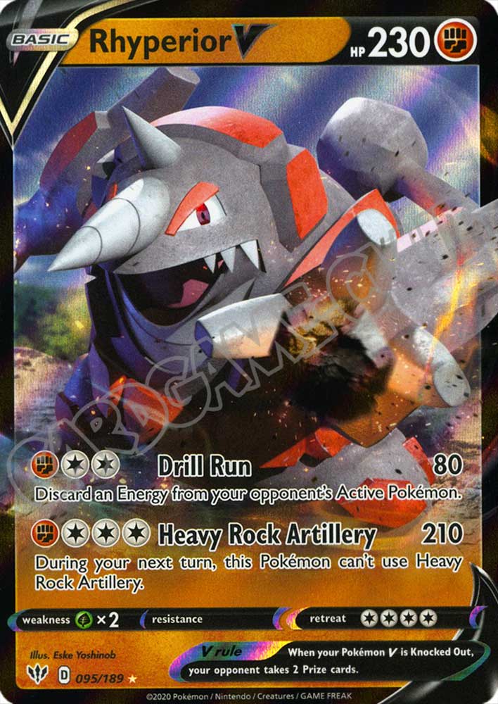 095 / 189 Rhyperior V rara V foil (EN) -NEAR MINT-