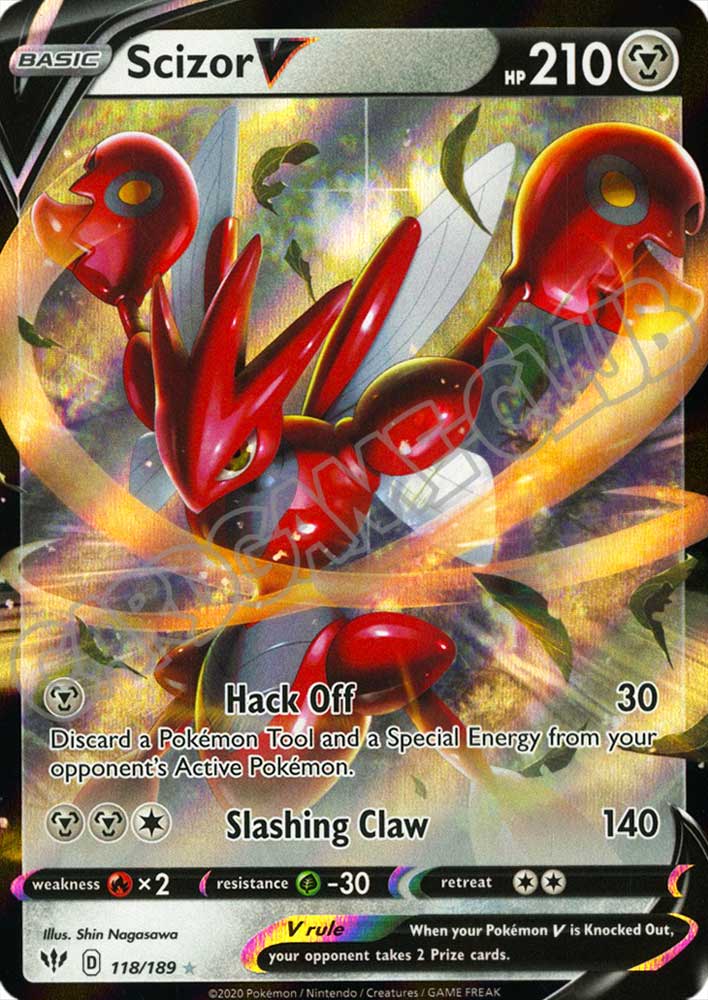 118 / 189 Scizor V rara V foil (EN) -NEAR MINT-
