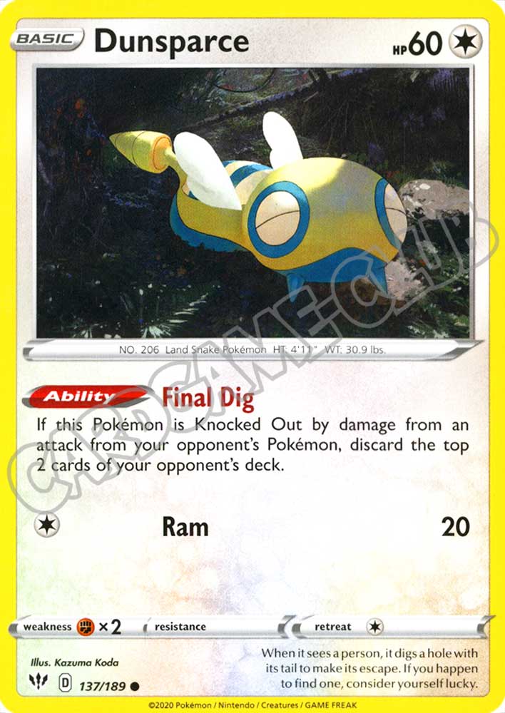 137 / 189 Dunsparce comune normale (EN) -NEAR MINT-