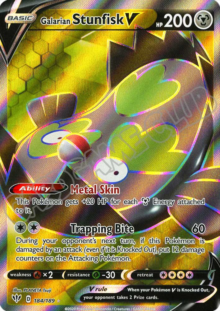 184 / 189 Galarian Stunfisk V ultra rara foil (EN) -NEAR MINT-