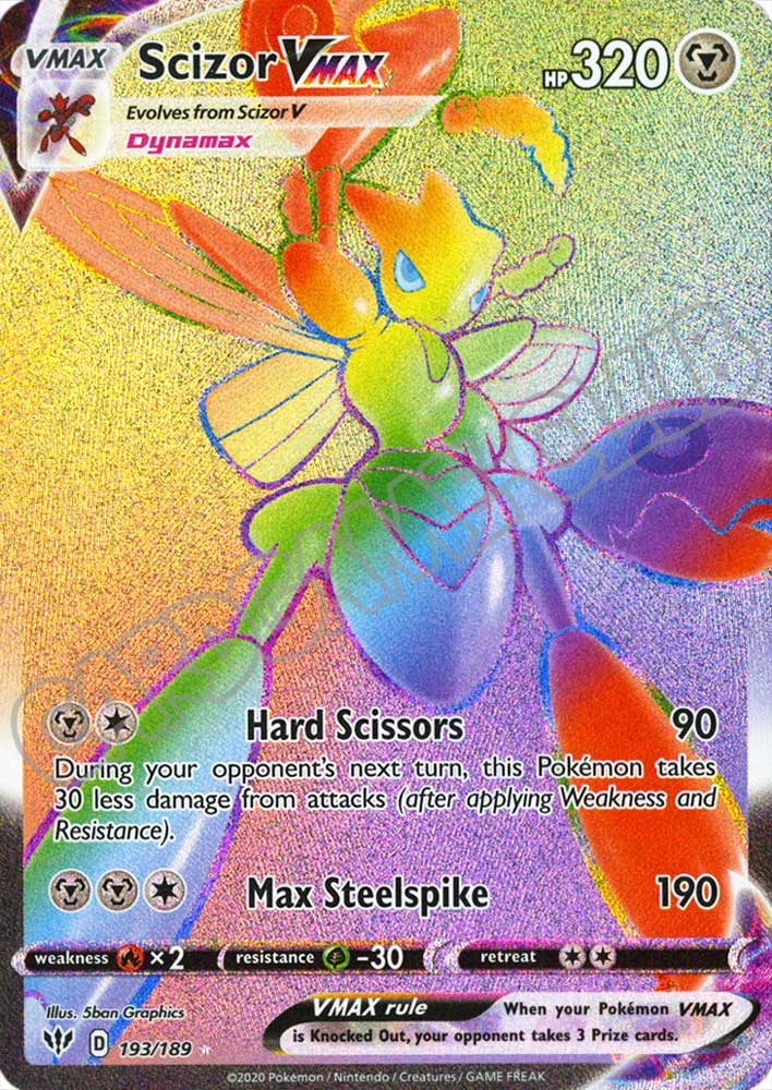 193 / 189 Scizor VMAX rara segreta foil (EN) -NEAR MINT-