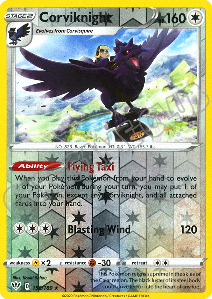 156 / 189 Corviknight rara foil reverse (EN) -NEAR MINT-