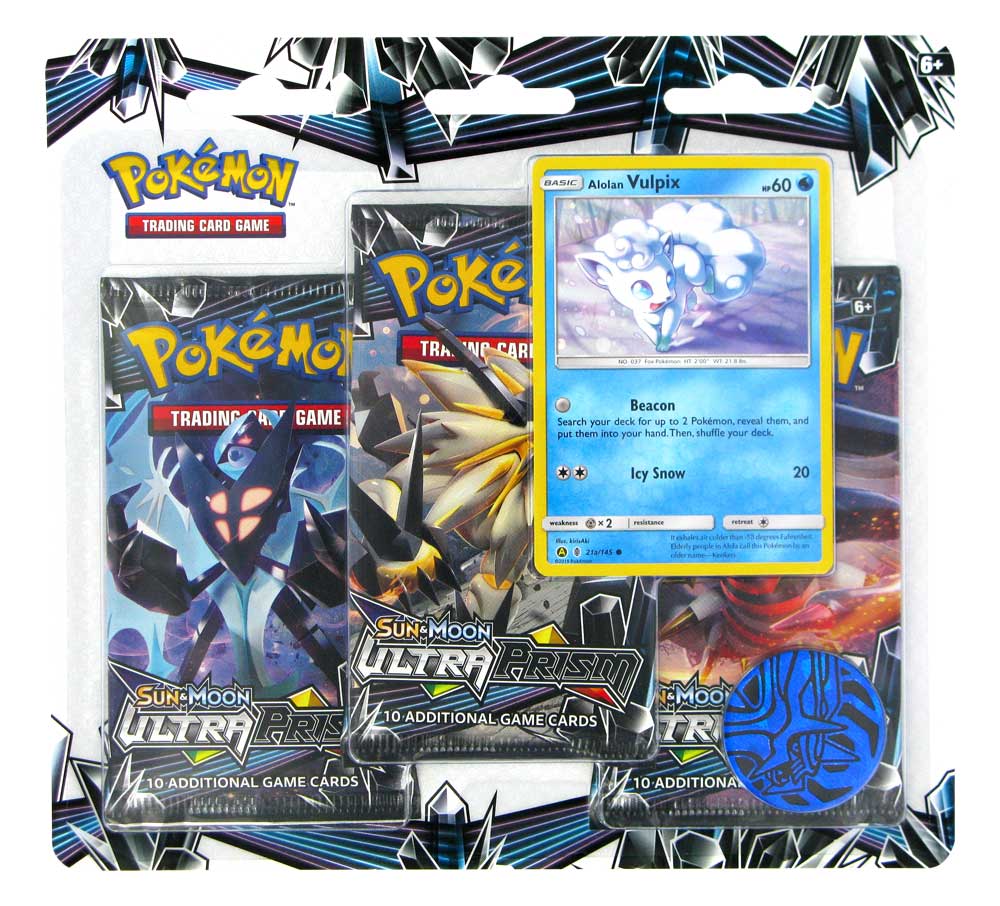 Sun & Moon Ultra Prism blister da 3 buste con carta promo e una moneta Alolan Vulpix (EN)