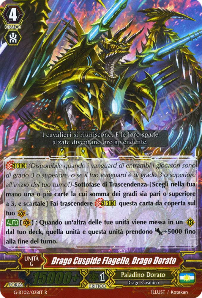 G-BT02-IT038 Drago Cuspide Flagello, Drago Dorato rara foil (IT) -NEAR MINT-