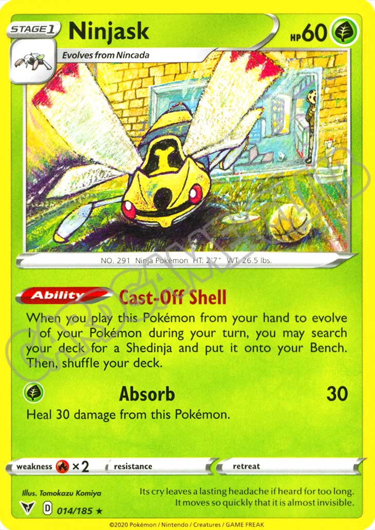 014 / 185 Ninjask rara normale (EN) -NEAR MINT-