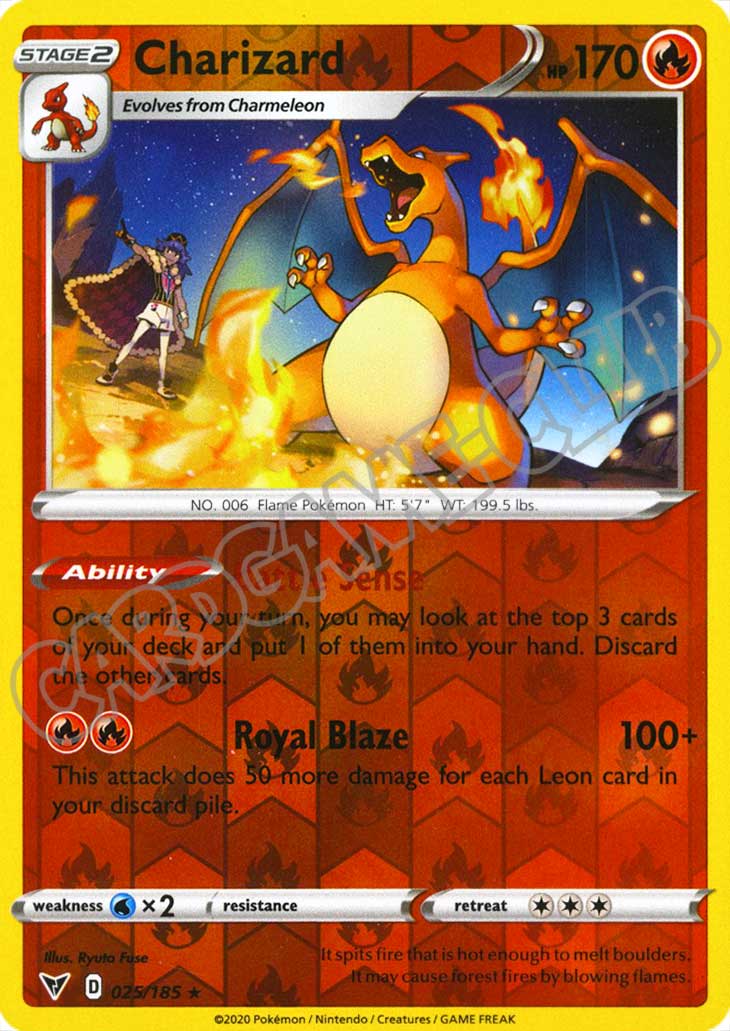 025 / 185 Charizard rara foil reverse (EN) -NEAR MINT-