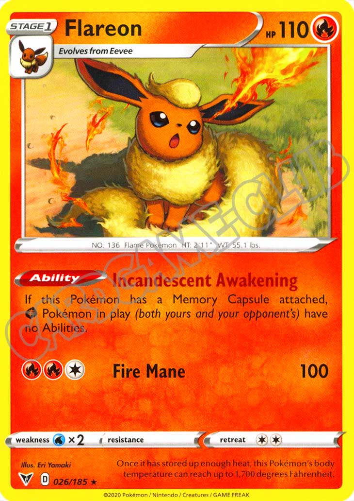 026 / 185 Flareon rara normale (EN) -NEAR MINT-