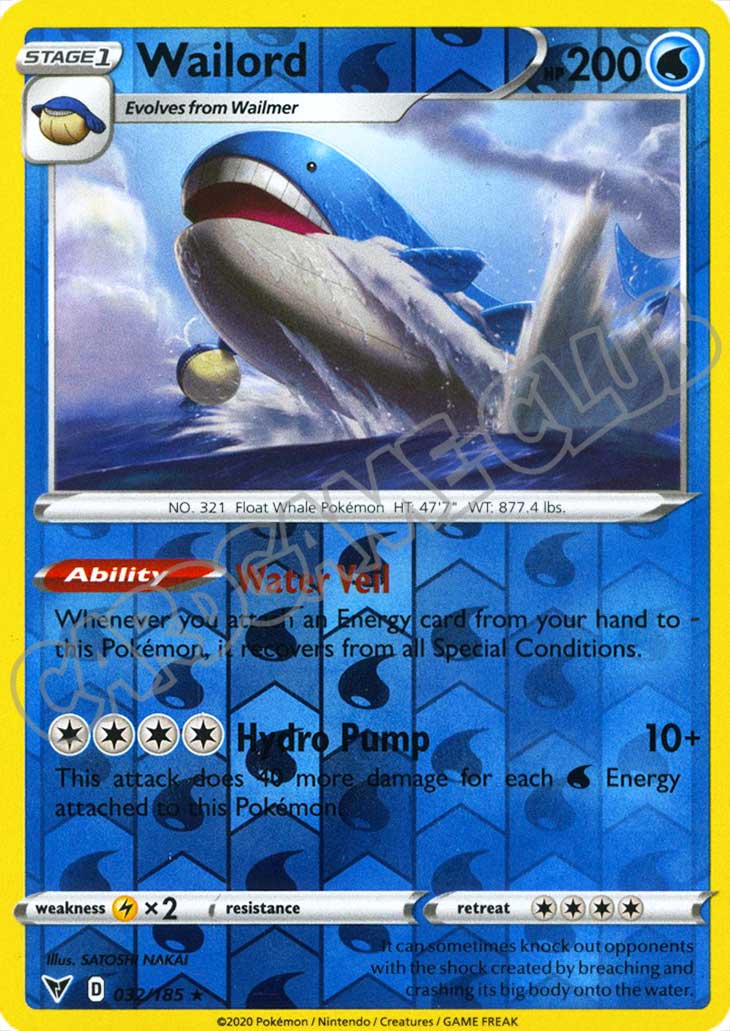 032 / 185 Wailord rara foil reverse (EN) -NEAR MINT-