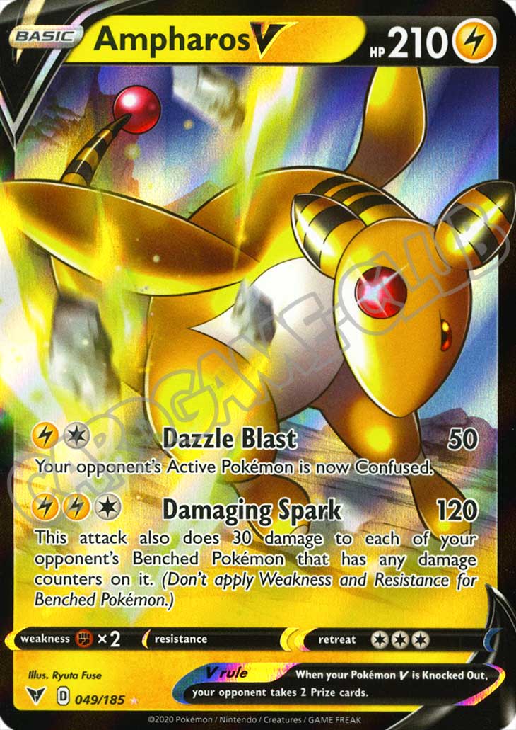049 / 185 Ampharos V rara V foil (EN) -NEAR MINT-