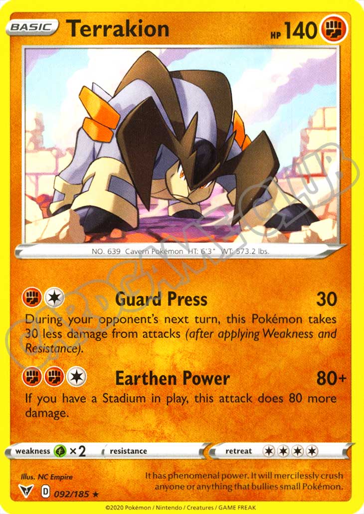 092 / 185 Terrakion rara normale (EN) -NEAR MINT-