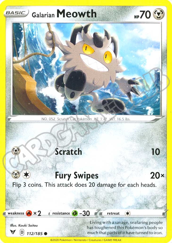 112 / 185 Galarian Meowth comune normale (EN) -NEAR MINT-