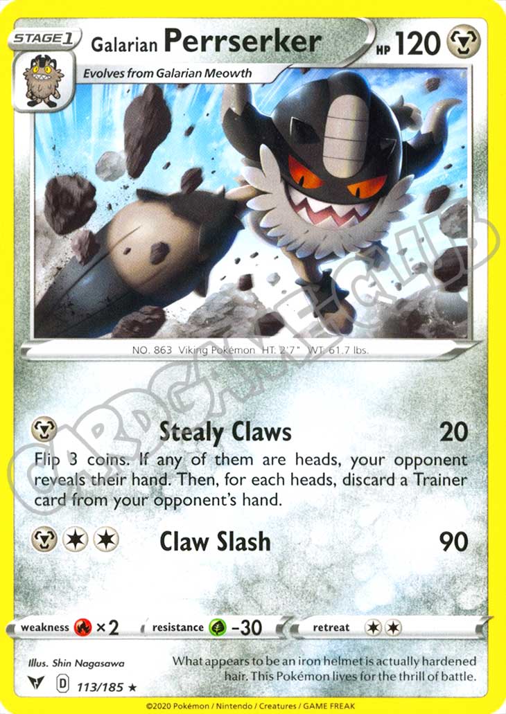113 / 185 Galarian Perrserker rara normale (EN) -NEAR MINT-
