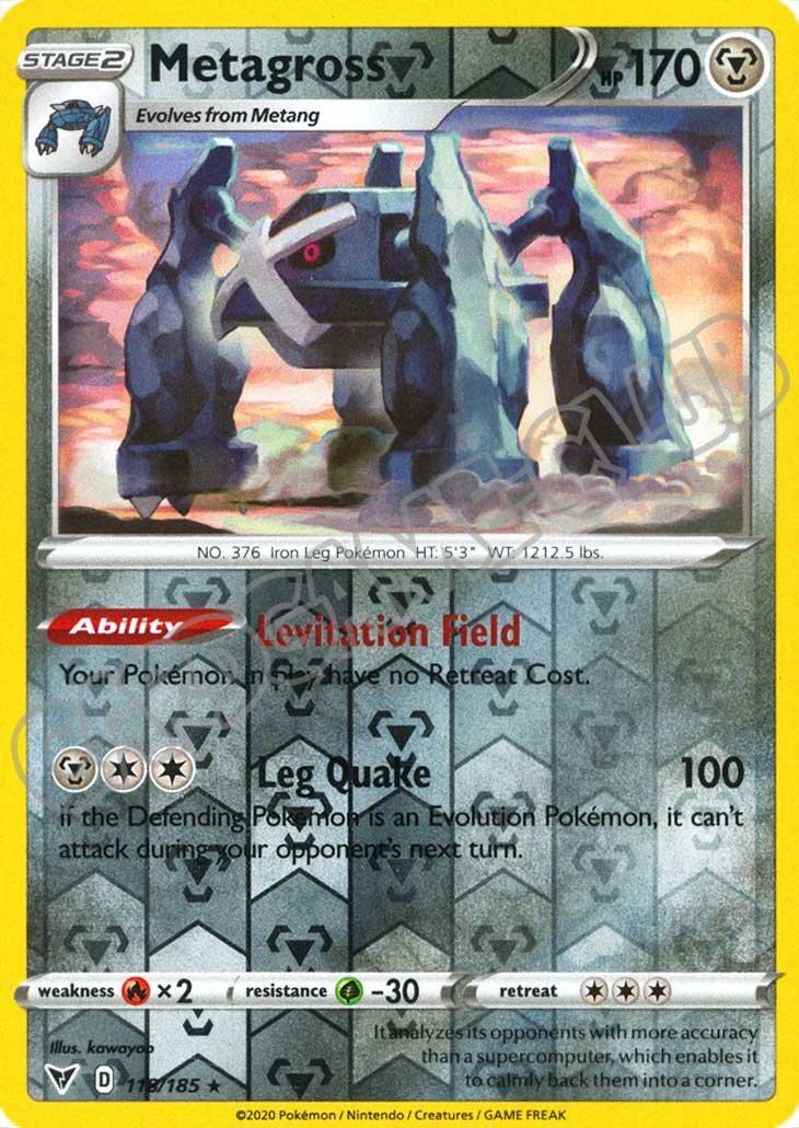 118 / 185 Metagross rara foil reverse (EN) -NEAR MINT-