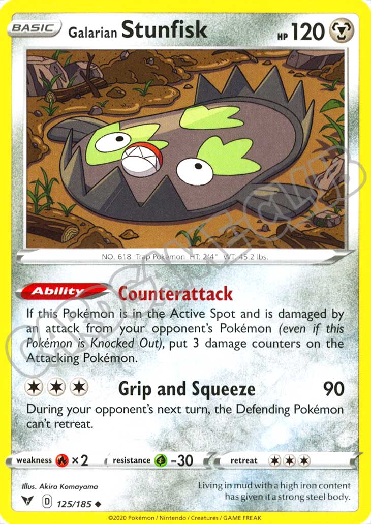 125 / 185 Galarian Stunfisk non comune normale (EN) -NEAR MINT-
