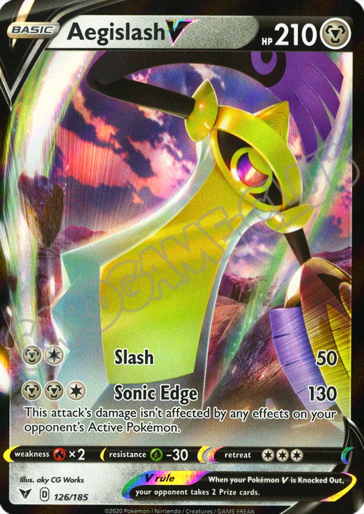 126 / 185 Aegislash V rara V foil (EN) -NEAR MINT-