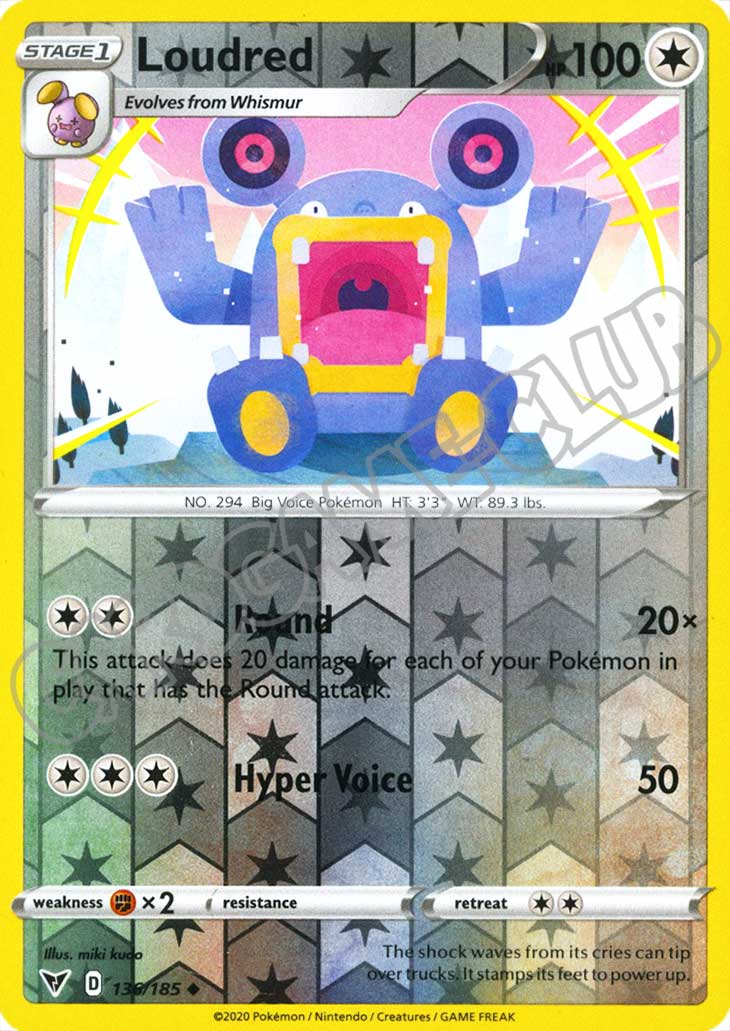 136 / 185 Loudred non comune foil reverse (EN) -NEAR MINT-