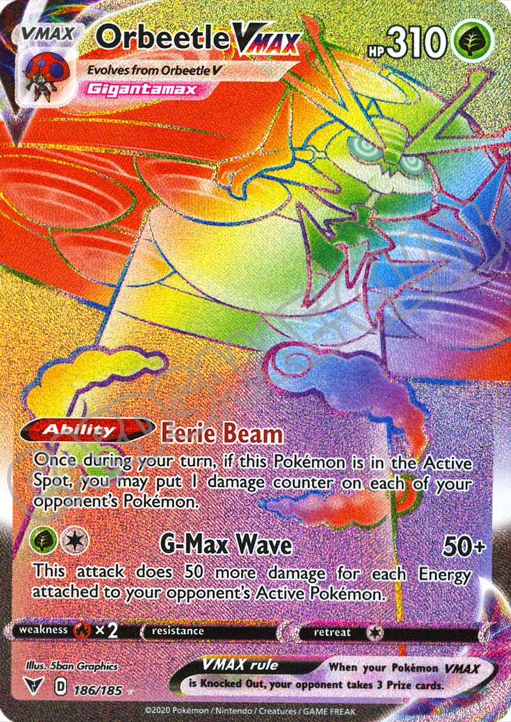 186 / 185 Orbeetle VMAX rara segreta foil (EN) -NEAR MINT-