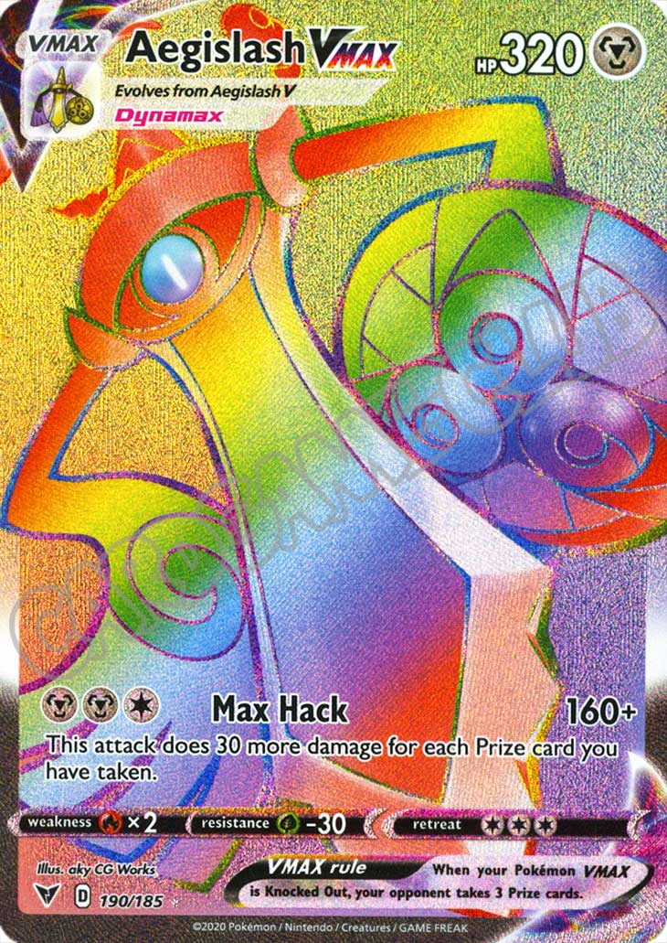 190 / 185 Aegislash VMAX rara segreta foil (EN) -NEAR MINT-