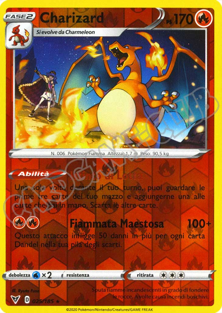 025 / 185 Charizard rara foil reverse (IT) -NEAR MINT-