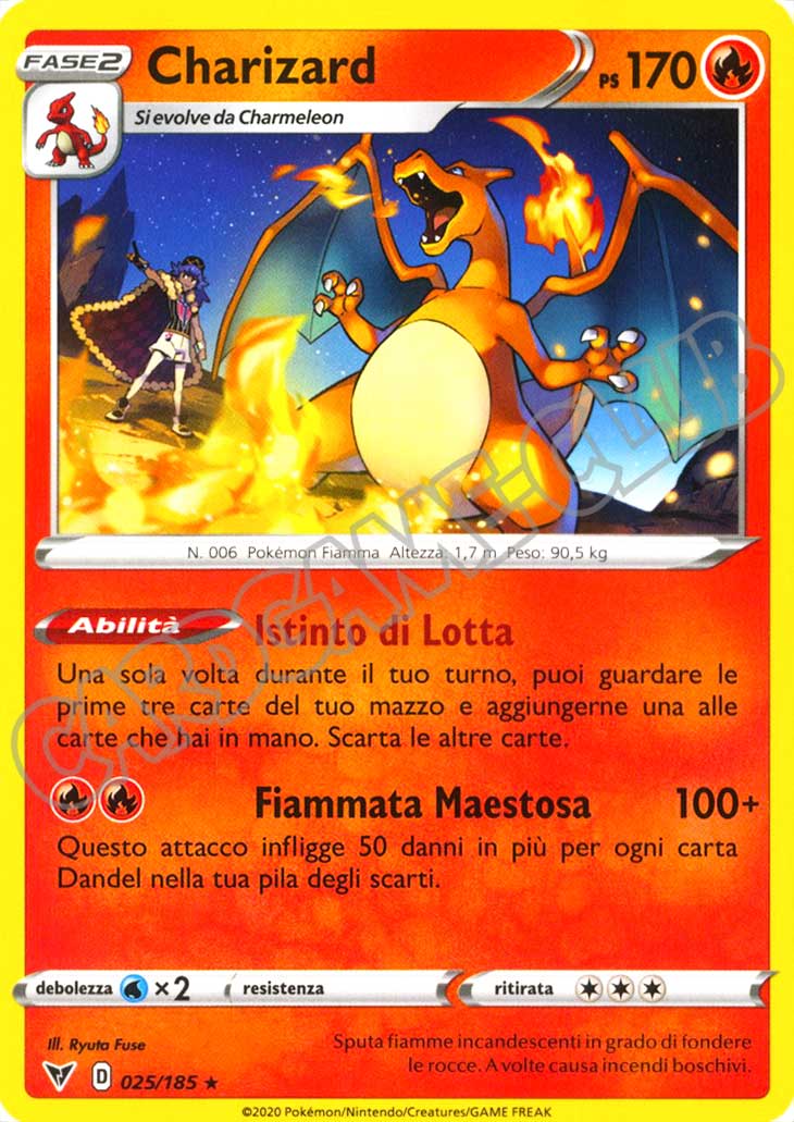 025 / 185 Charizard rara normale (IT) -NEAR MINT-
