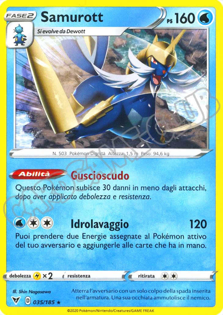 035 / 185 Samurott rara normale (IT) -NEAR MINT-