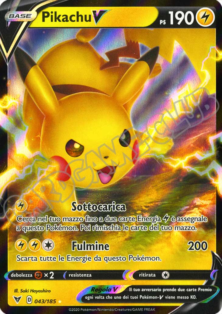 043 / 185 Pikachu V rara V foil (IT) -NEAR MINT-