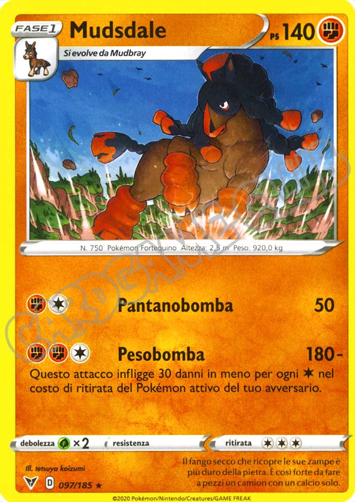 097 / 185 Mudsdale rara normale (IT) -NEAR MINT-