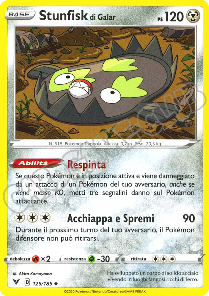 125 / 185 Stunfisk di Galar non comune normale (IT) -NEAR MINT-