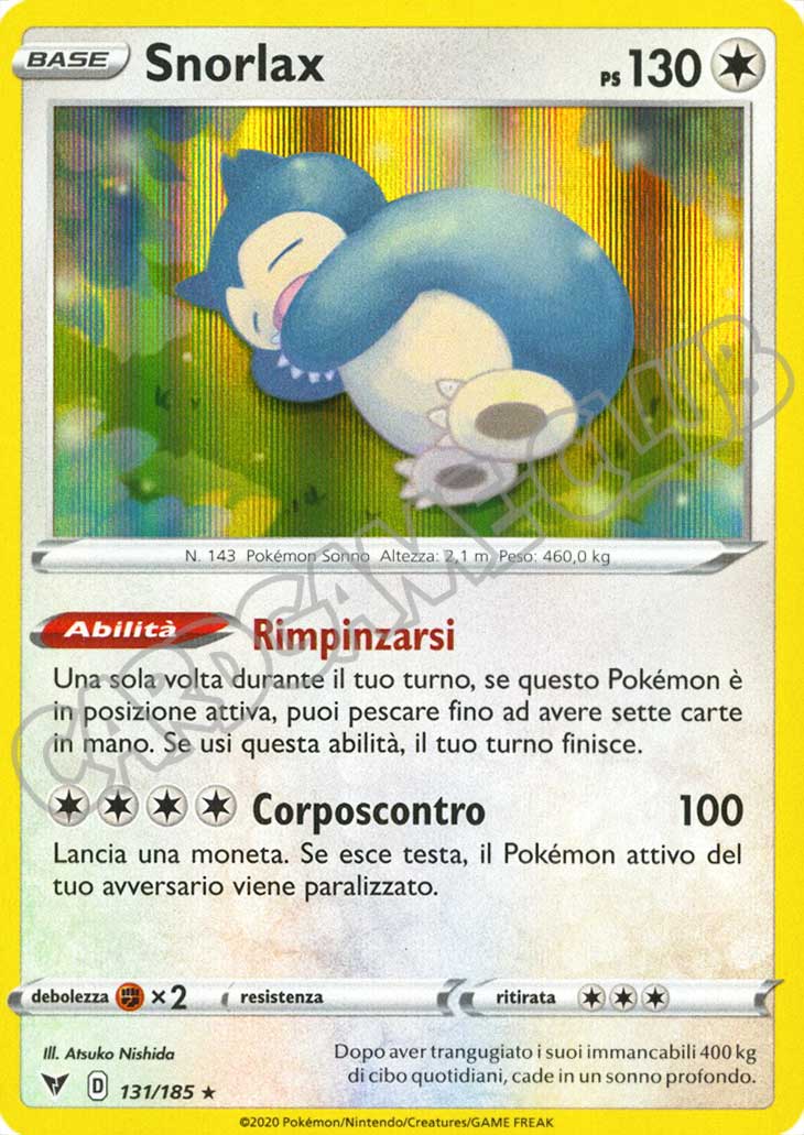 131 / 185 Snorlax rara foil (IT) -NEAR MINT-