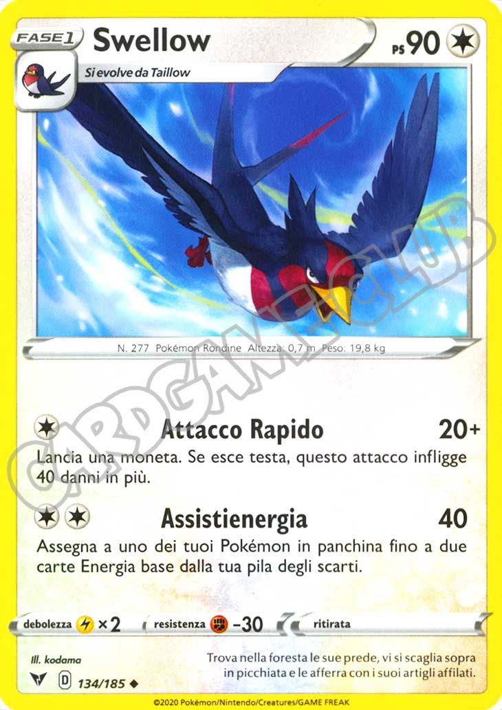 134 / 185 Swellow non comune normale (IT) -NEAR MINT-