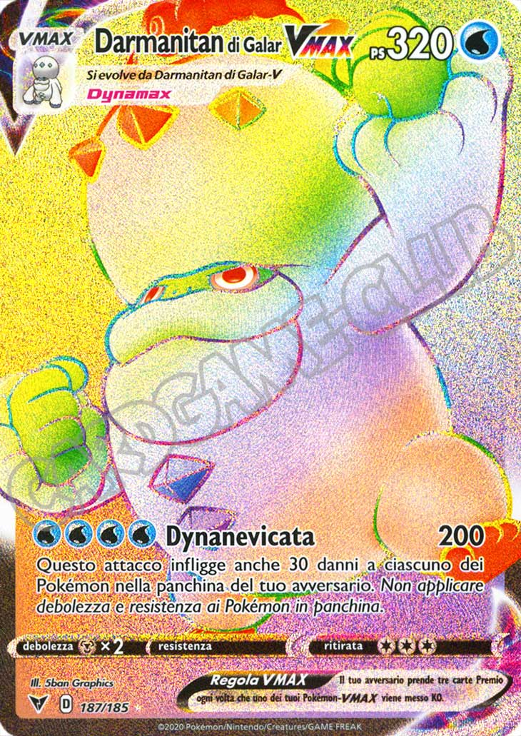 187 / 185 Darmanitan di Galar VMAX rara segreta foil (IT) -NEAR MINT-