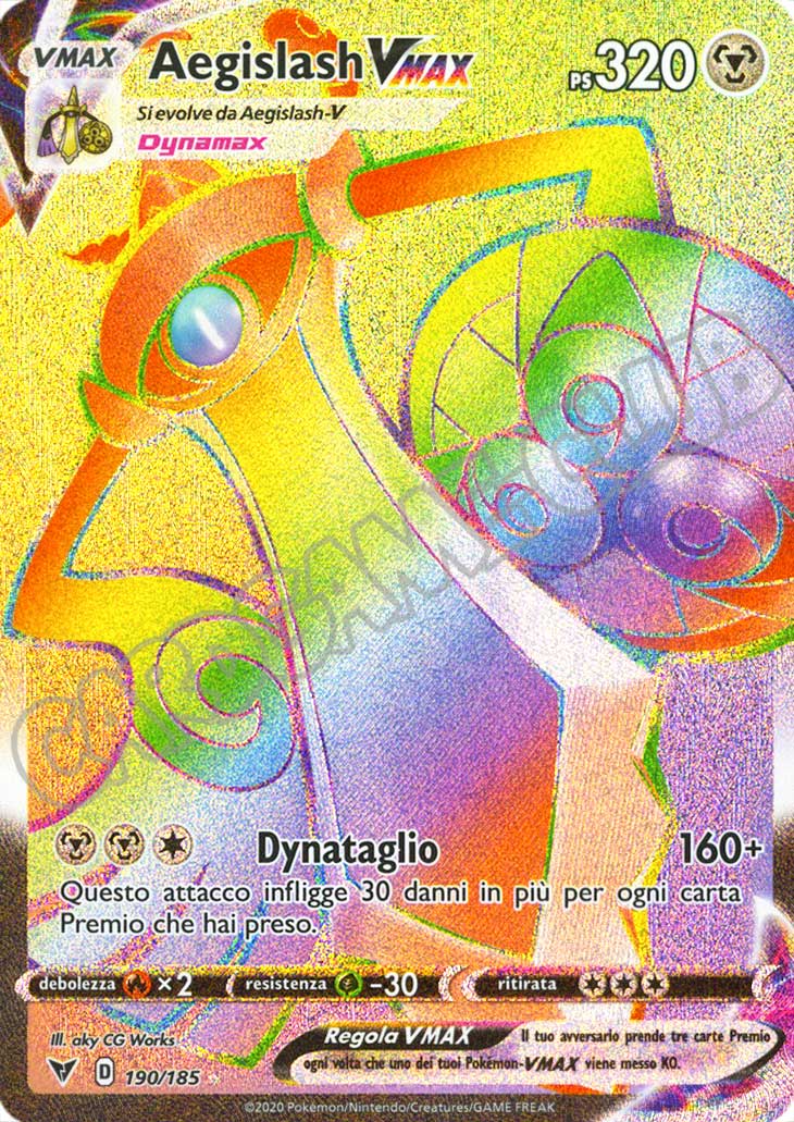 190 / 185 Aegislash VMAX rara segreta foil (IT) -NEAR MINT-