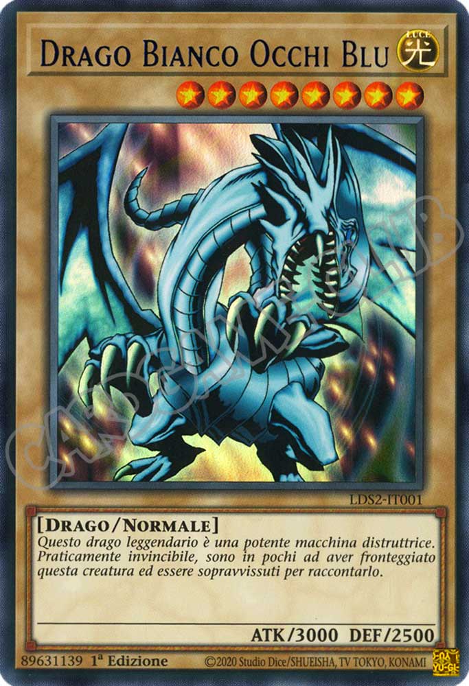 LDS2-IT001 Drago Bianco Occhi Blu (scritta BLU) ultra rara 1a Edizione (IT) -NEAR MINT-