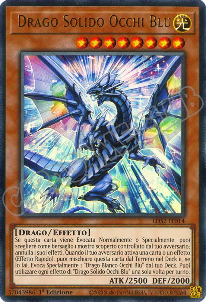 LDS2-IT014 Drago Solido Occhi Blu (scritta ORO) ultra rara 1a Edizione (IT) -NEAR MINT-