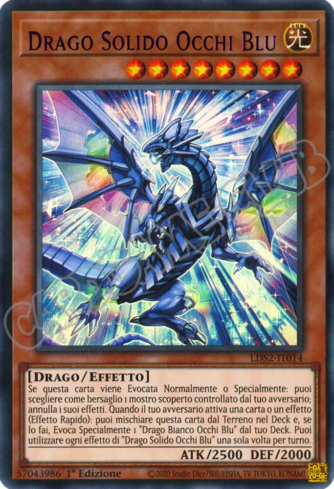LDS2-IT014 Drago Solido Occhi Blu (scritta VIOLA) ultra rara 1a Edizione (IT) -NEAR MINT-