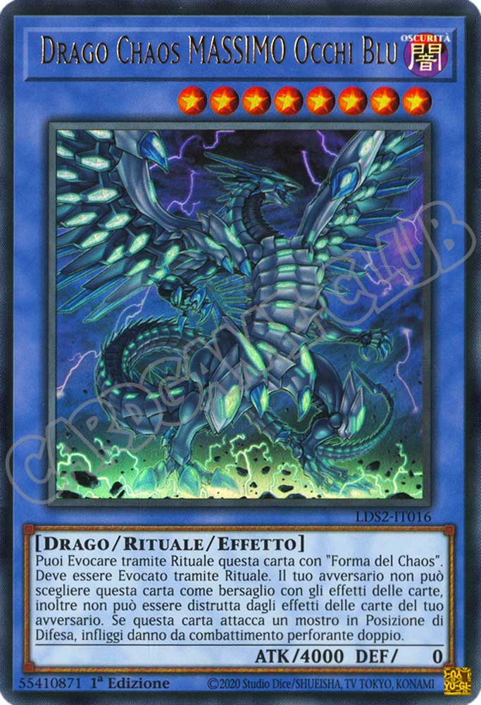 LDS2-IT016 Drago Chaos MASSIMO Occhi Blu (scritta ORO) ultra rara 1a Edizione (IT) -NEAR MINT-