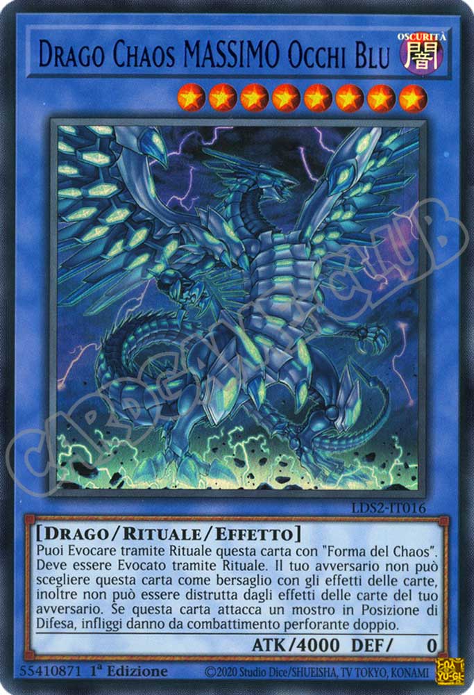 LDS2-IT016 Drago Chaos MASSIMO Occhi Blu (scritta BLU) ultra rara 1a Edizione (IT) -NEAR MINT-